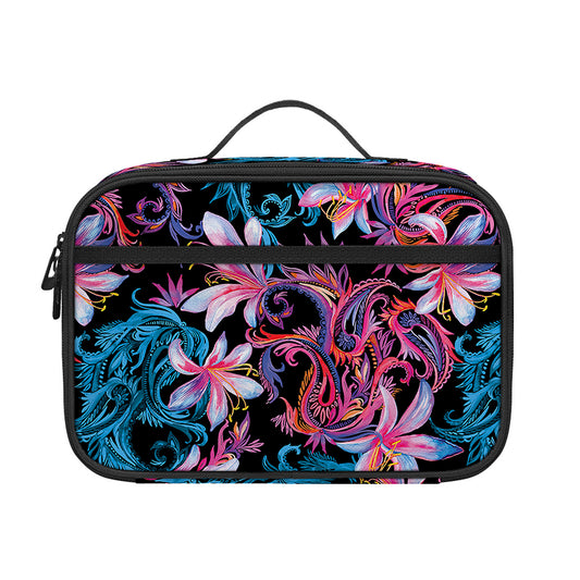 Paisley And Floral Pattern Print Portable Lunch Bag