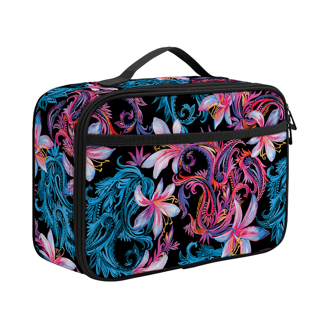 Paisley And Floral Pattern Print Portable Lunch Bag