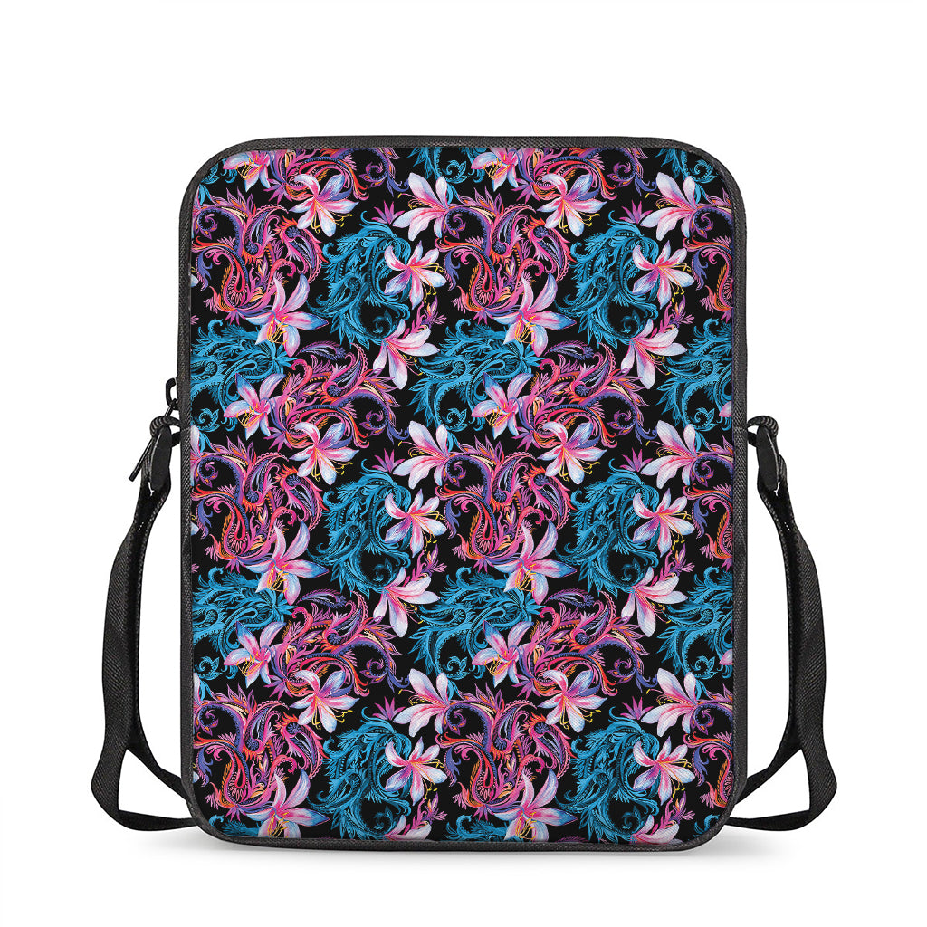 Paisley And Floral Pattern Print Rectangular Crossbody Bag