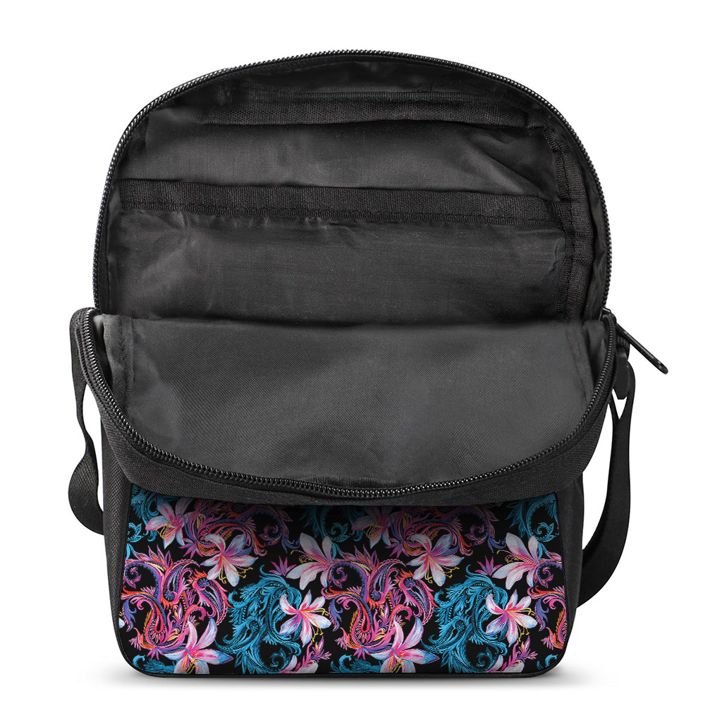 Paisley And Floral Pattern Print Rectangular Crossbody Bag