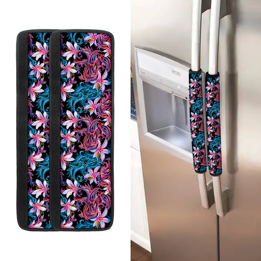 Paisley And Floral Pattern Print Refrigerator Handle Covers