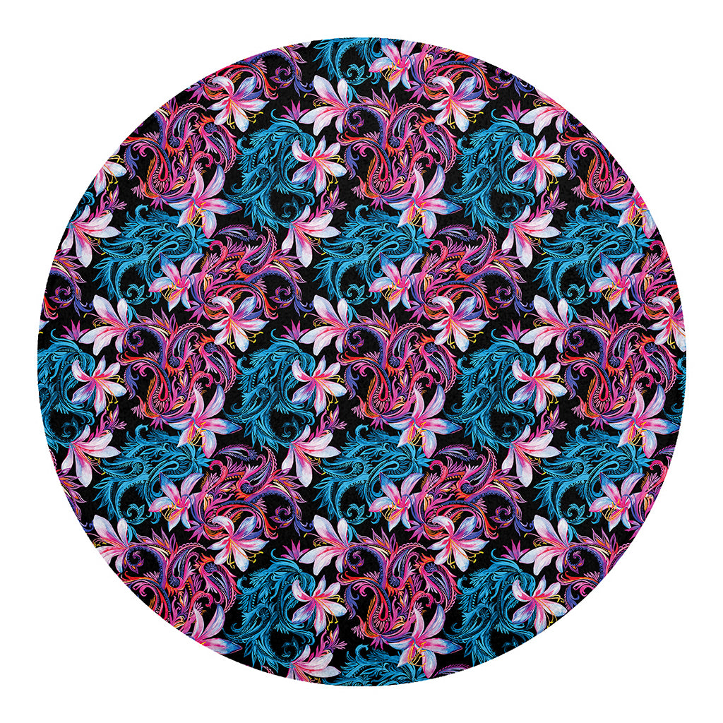 Paisley And Floral Pattern Print Round Blanket