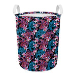 Paisley And Floral Pattern Print Round Laundry Basket