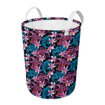 Paisley And Floral Pattern Print Round Laundry Basket