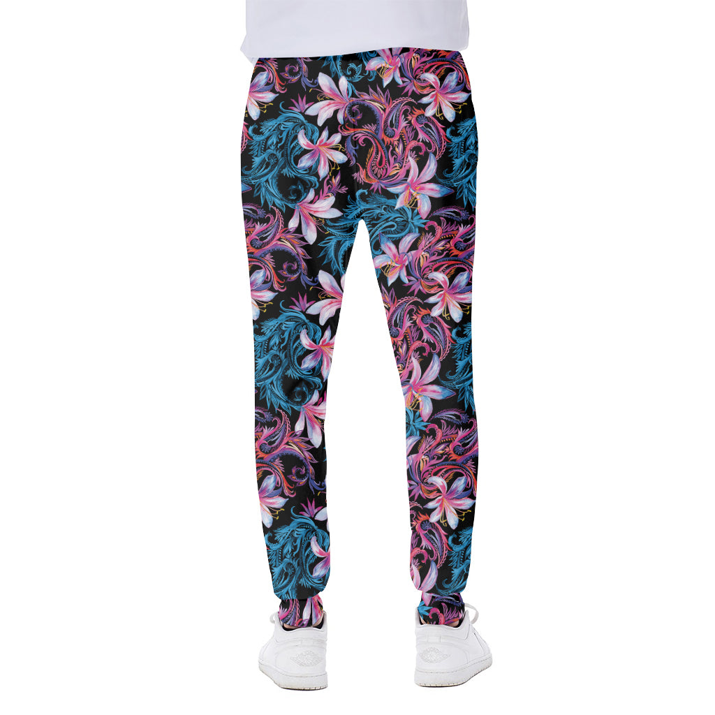 Paisley And Floral Pattern Print Scuba Joggers