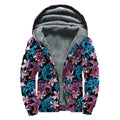 Paisley And Floral Pattern Print Sherpa Lined Zip Up Hoodie