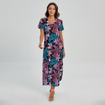 Paisley And Floral Pattern Print Short Sleeve Maxi Dress