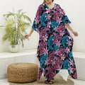Paisley And Floral Pattern Print Silk V-Neck Kaftan Dress