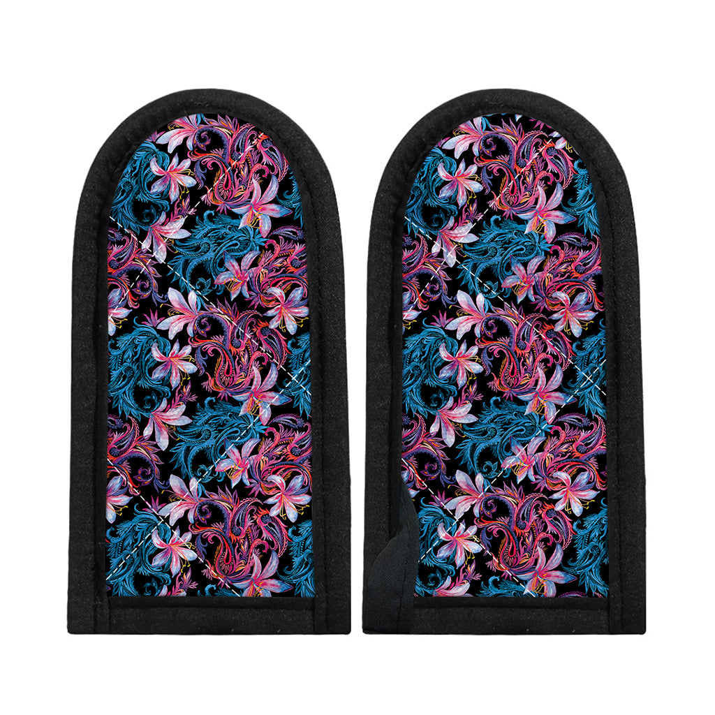 Paisley And Floral Pattern Print Skillet Handle Cover