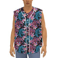 Paisley And Floral Pattern Print Sleeveless Baseball Jersey