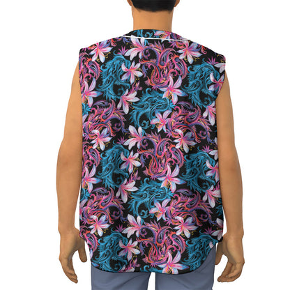 Paisley And Floral Pattern Print Sleeveless Baseball Jersey