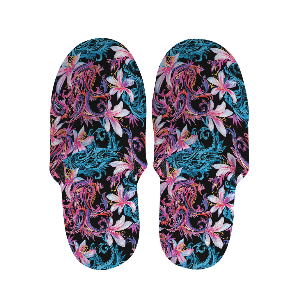 Paisley And Floral Pattern Print Slippers