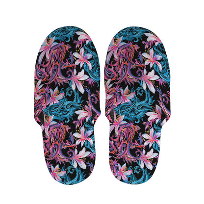 Paisley And Floral Pattern Print Slippers