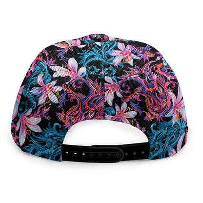 Paisley And Floral Pattern Print Snapback Cap