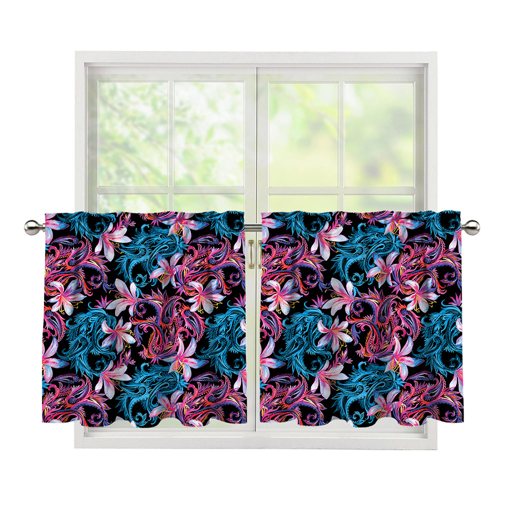 Paisley And Floral Pattern Print Tier Curtains