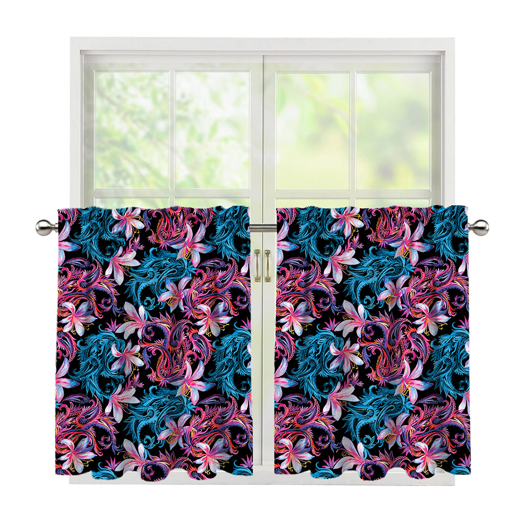 Paisley And Floral Pattern Print Tier Curtains