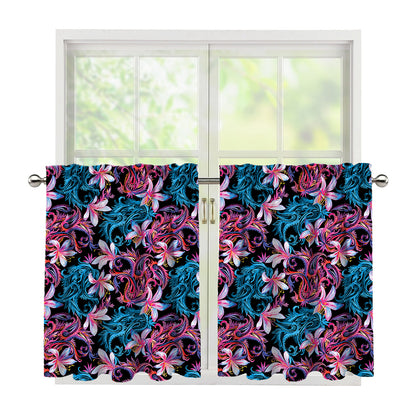 Paisley And Floral Pattern Print Tier Curtains