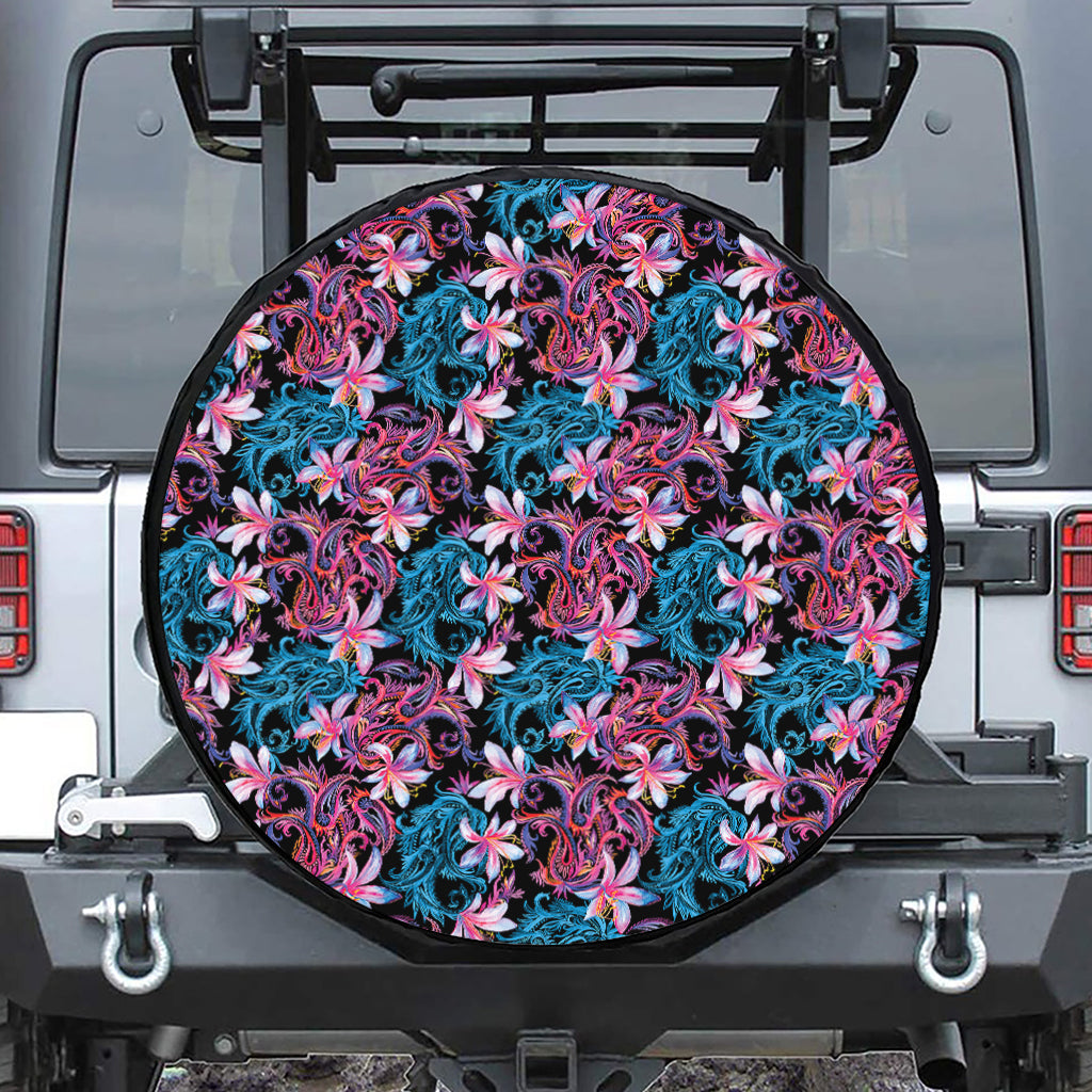 Paisley And Floral Pattern Print Tire Cover