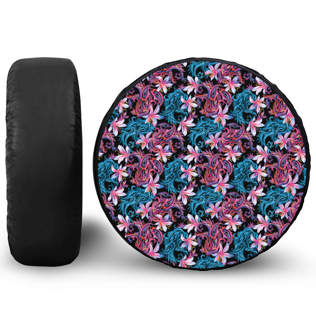 Paisley And Floral Pattern Print Tire Cover