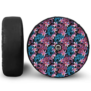 Paisley And Floral Pattern Print Tire Cover With Camera Hole