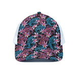 Paisley And Floral Pattern Print White Mesh Trucker Cap