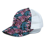 Paisley And Floral Pattern Print White Mesh Trucker Cap