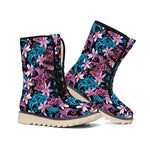 Paisley And Floral Pattern Print Winter Boots
