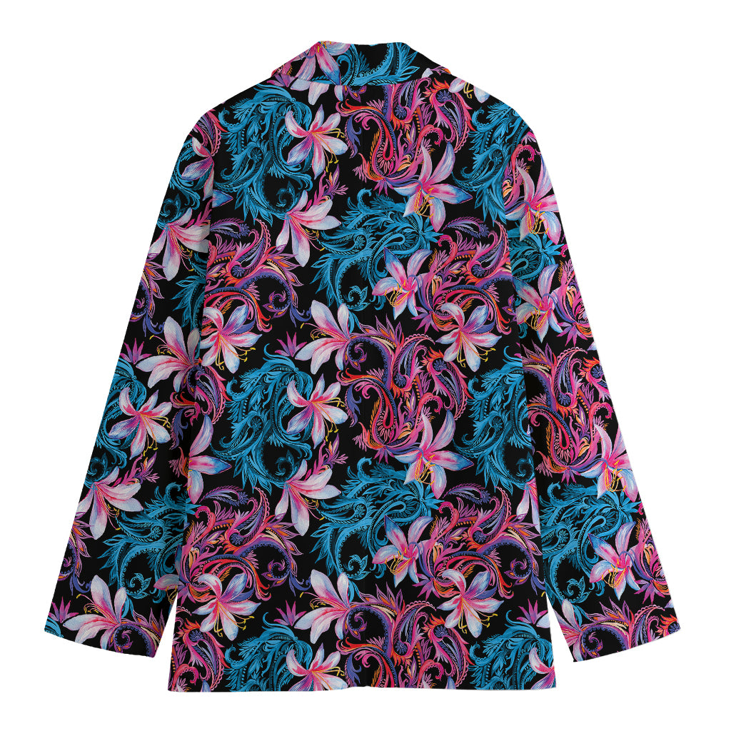 Paisley And Floral Pattern Print Women's Blazer
