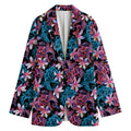 Paisley And Floral Pattern Print Women's Cotton Blazer