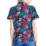 Paisley And Floral Pattern Print Women's Polo Shirt