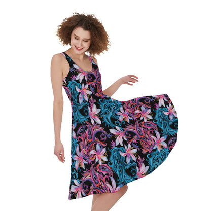 Paisley And Floral Pattern Print Women's Sleeveless Dress