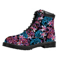Paisley And Floral Pattern Print Padded Collar Lace Up Boots