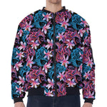 Paisley And Floral Pattern Print Zip Sleeve Bomber Jacket