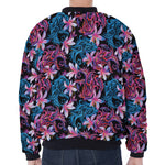 Paisley And Floral Pattern Print Zip Sleeve Bomber Jacket