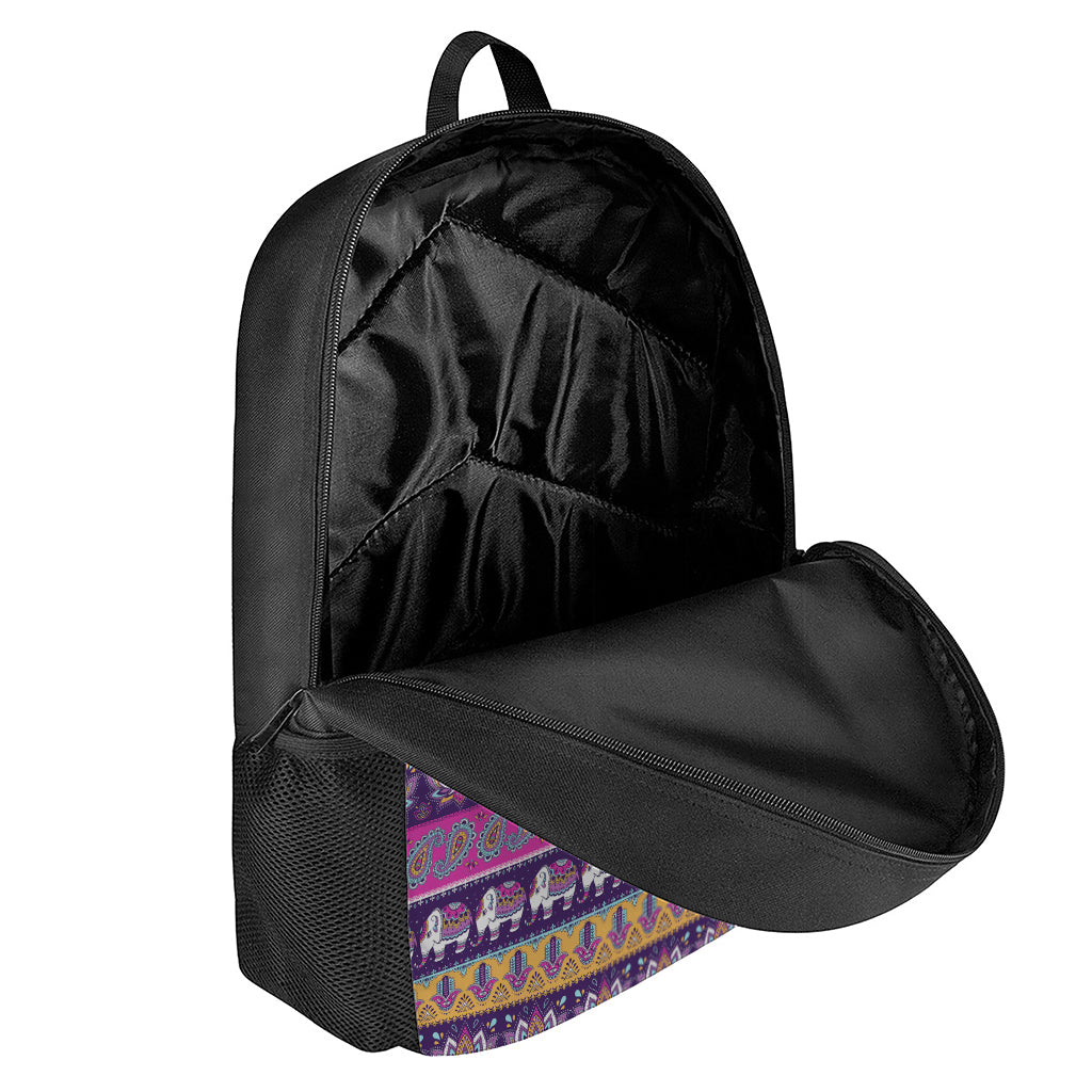 Paisley Elephant Hamsa Pattern Print 17 Inch Backpack