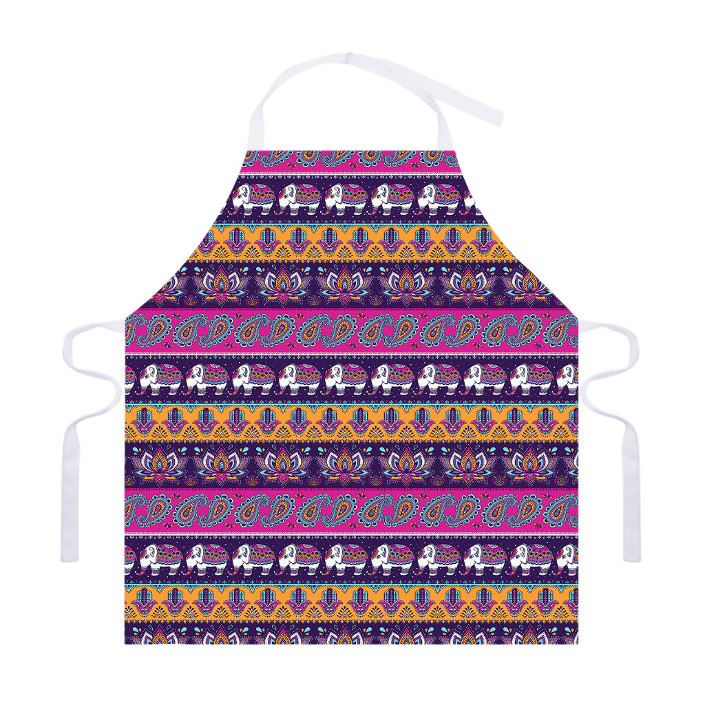 Paisley Elephant Hamsa Pattern Print Adjustable Apron