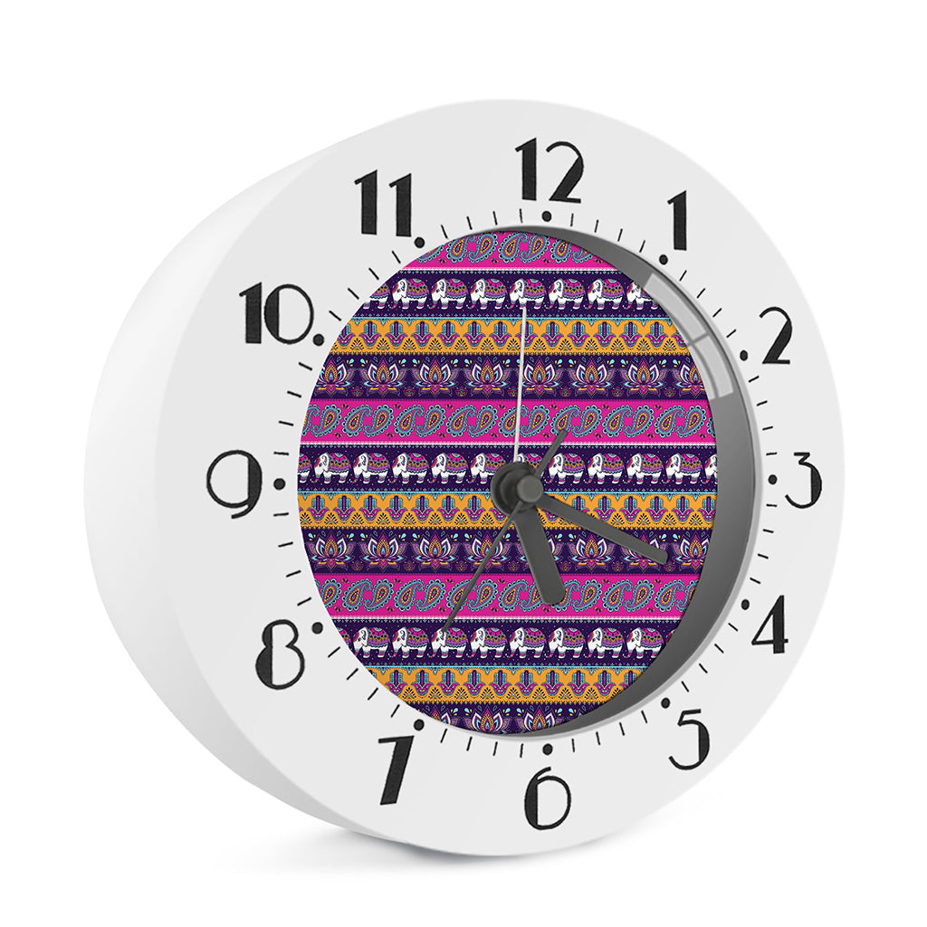 Paisley Elephant Hamsa Pattern Print Alarm Clock