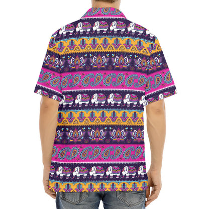 Paisley Elephant Hamsa Pattern Print Aloha Shirt
