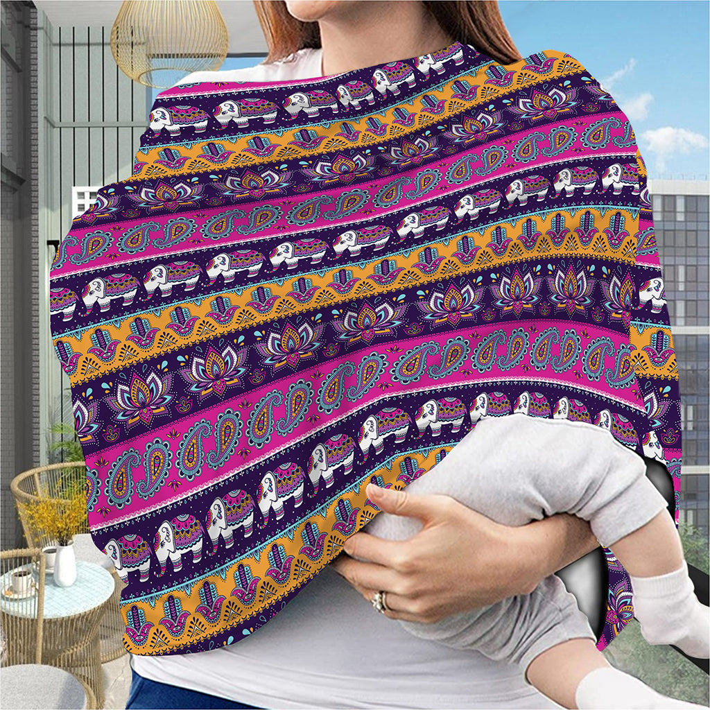 Paisley Elephant Hamsa Pattern Print Baby Seat Cover