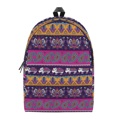 Paisley Elephant Hamsa Pattern Print Backpack