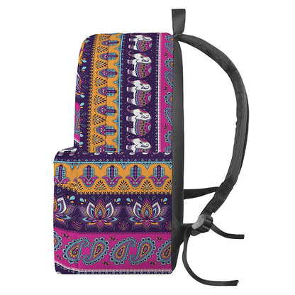 Paisley Elephant Hamsa Pattern Print Backpack