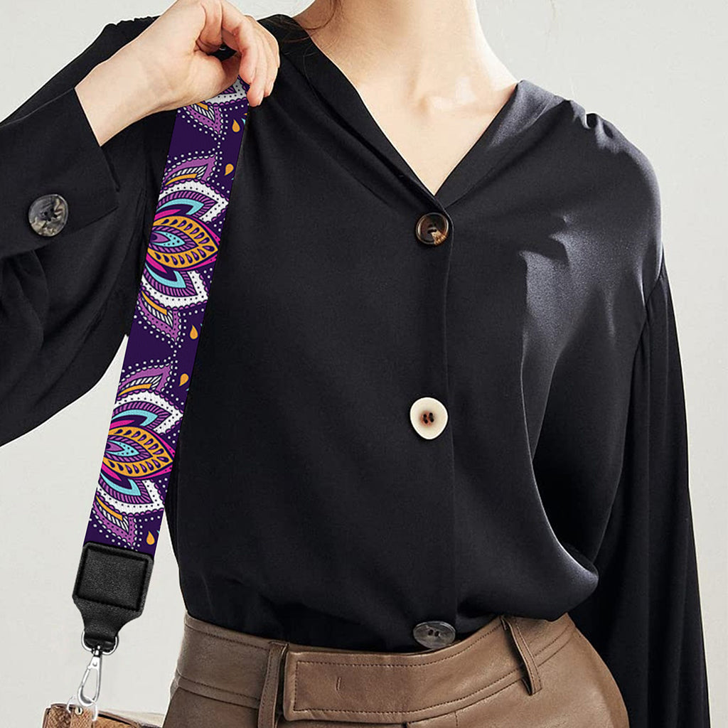 Paisley Elephant Hamsa Pattern Print Bag Strap