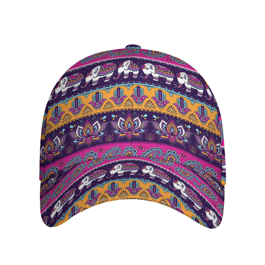 Paisley Elephant Hamsa Pattern Print Baseball Cap