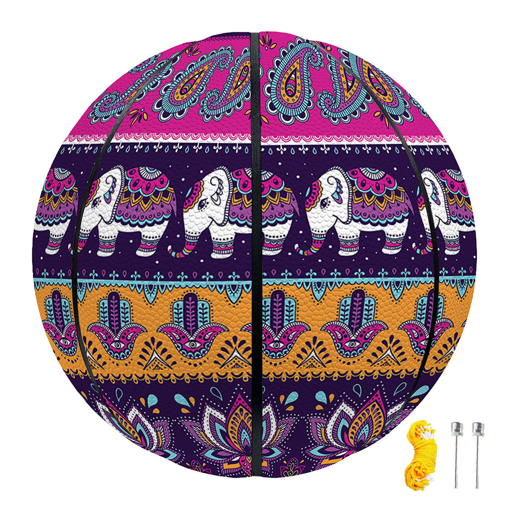 Paisley Elephant Hamsa Pattern Print Basketball