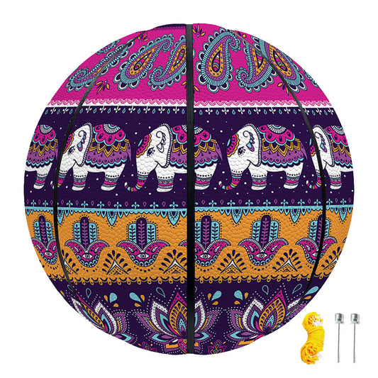 Paisley Elephant Hamsa Pattern Print Basketball
