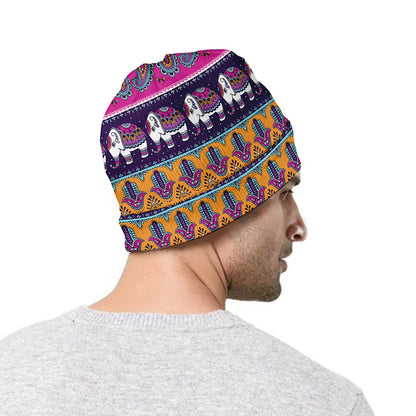 Paisley Elephant Hamsa Pattern Print Beanie