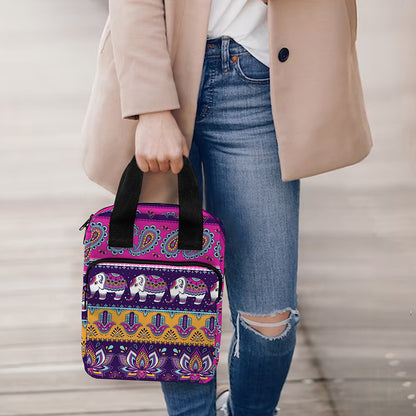 Paisley Elephant Hamsa Pattern Print Bible Tote Bag
