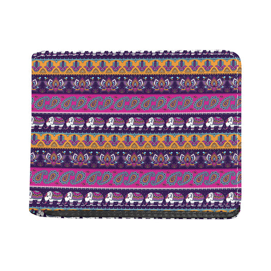 Paisley Elephant Hamsa Pattern Print Bifold Wallet