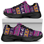 Paisley Elephant Hamsa Pattern Print Black Chunky Shoes