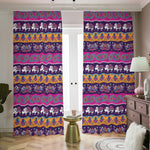 Paisley Elephant Hamsa Pattern Print Blackout Pencil Pleat Curtains